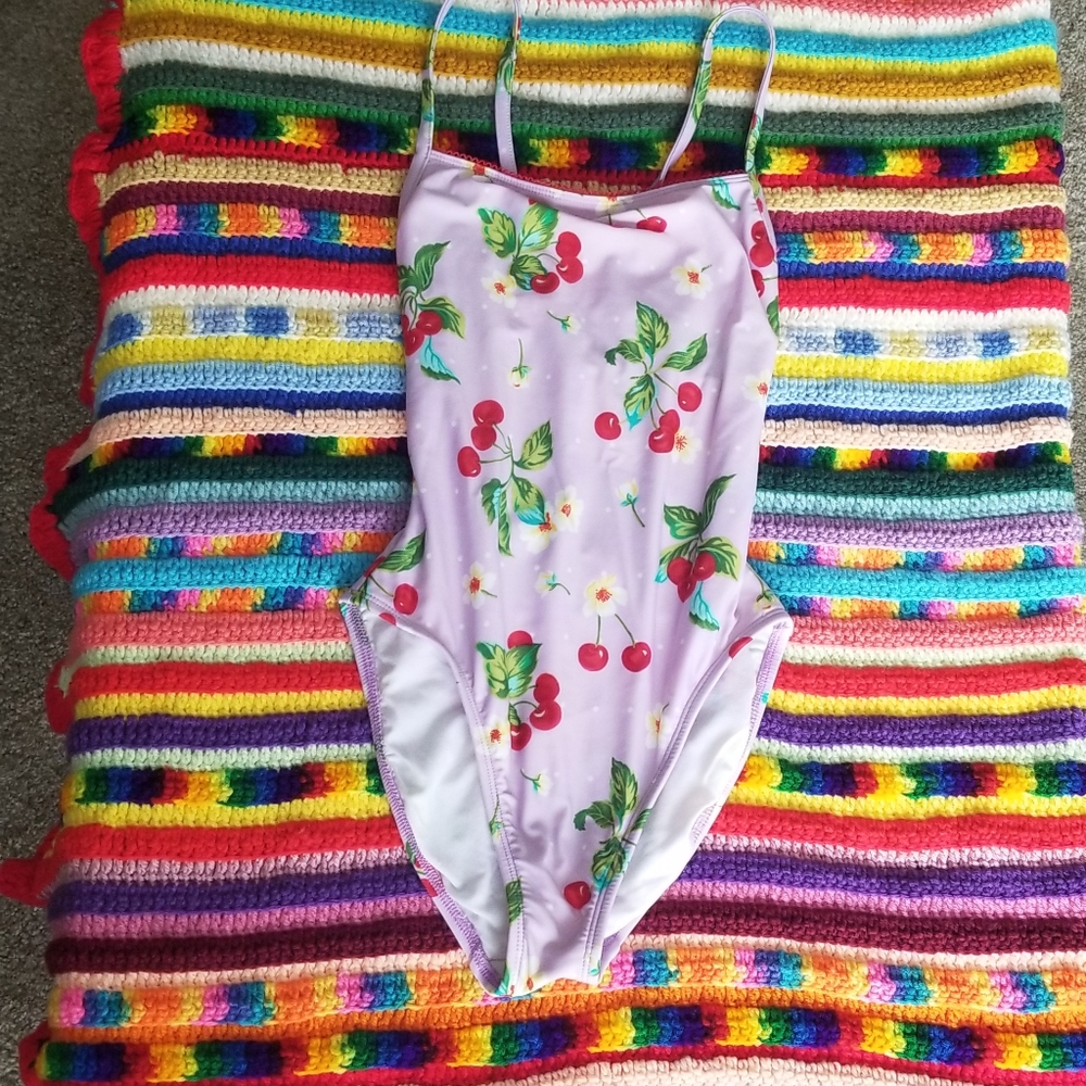 Vintage VM Sport one piece swimsuit cherries